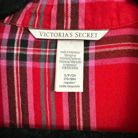 Victoria’s Secret Y2K Plaid Gold Shimmer Button Down Sleep Top Small Holiday - Picture 4 of 13